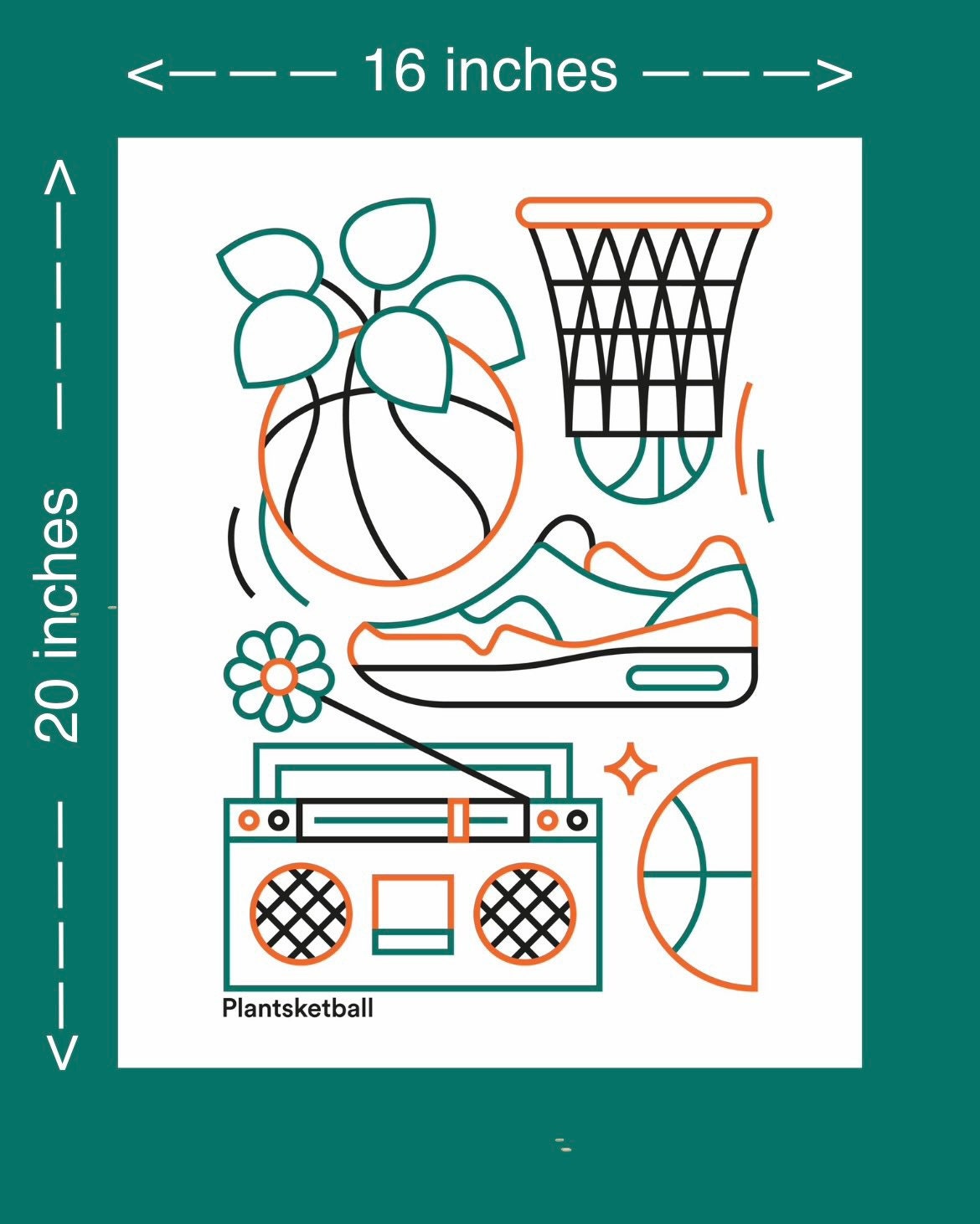 16x20 Plantsketball Boombox Print